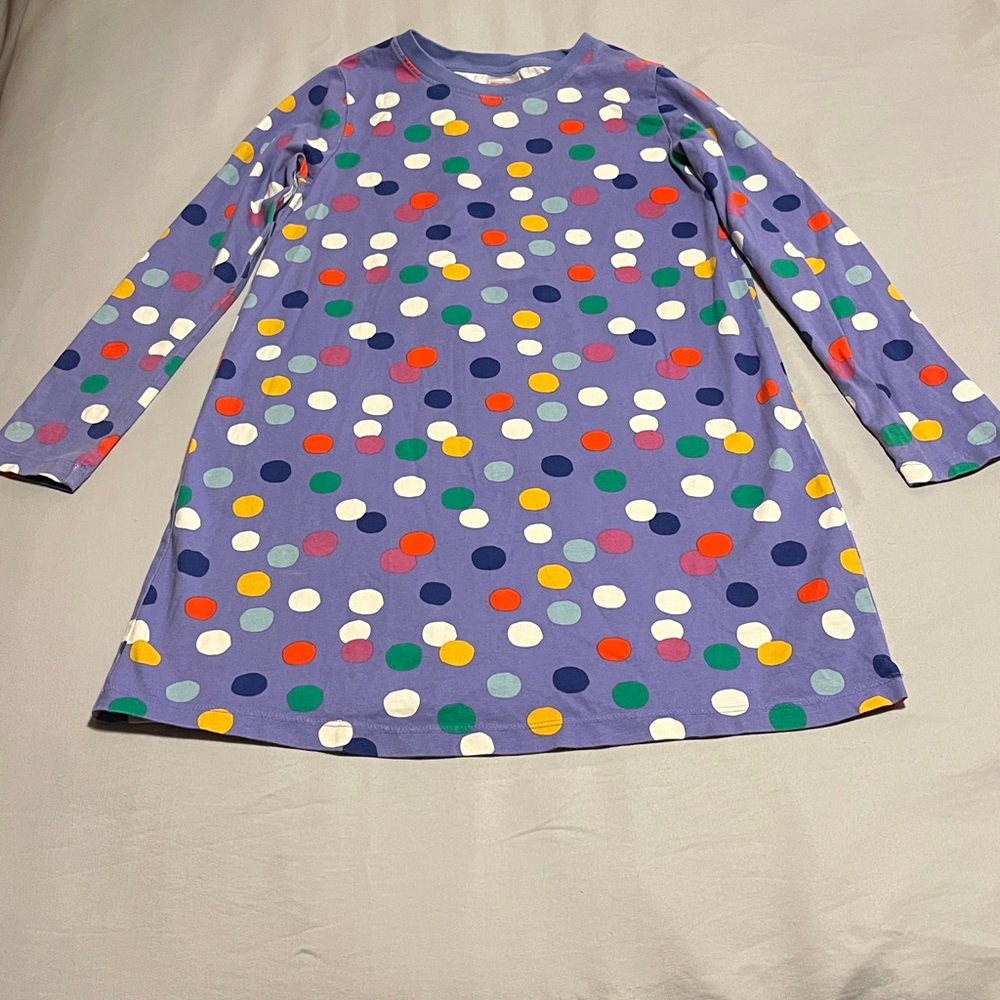 Hanna Andersson Long Sleeve T-Shirt Dress in Confetti On Lavender Size 10 140cm